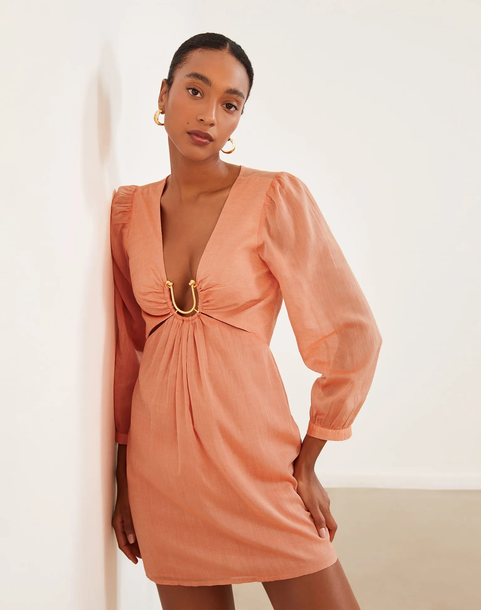 Amelia Detail Short Dress (exchange only) - Grapefruit