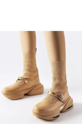 Beige boots with sock upper