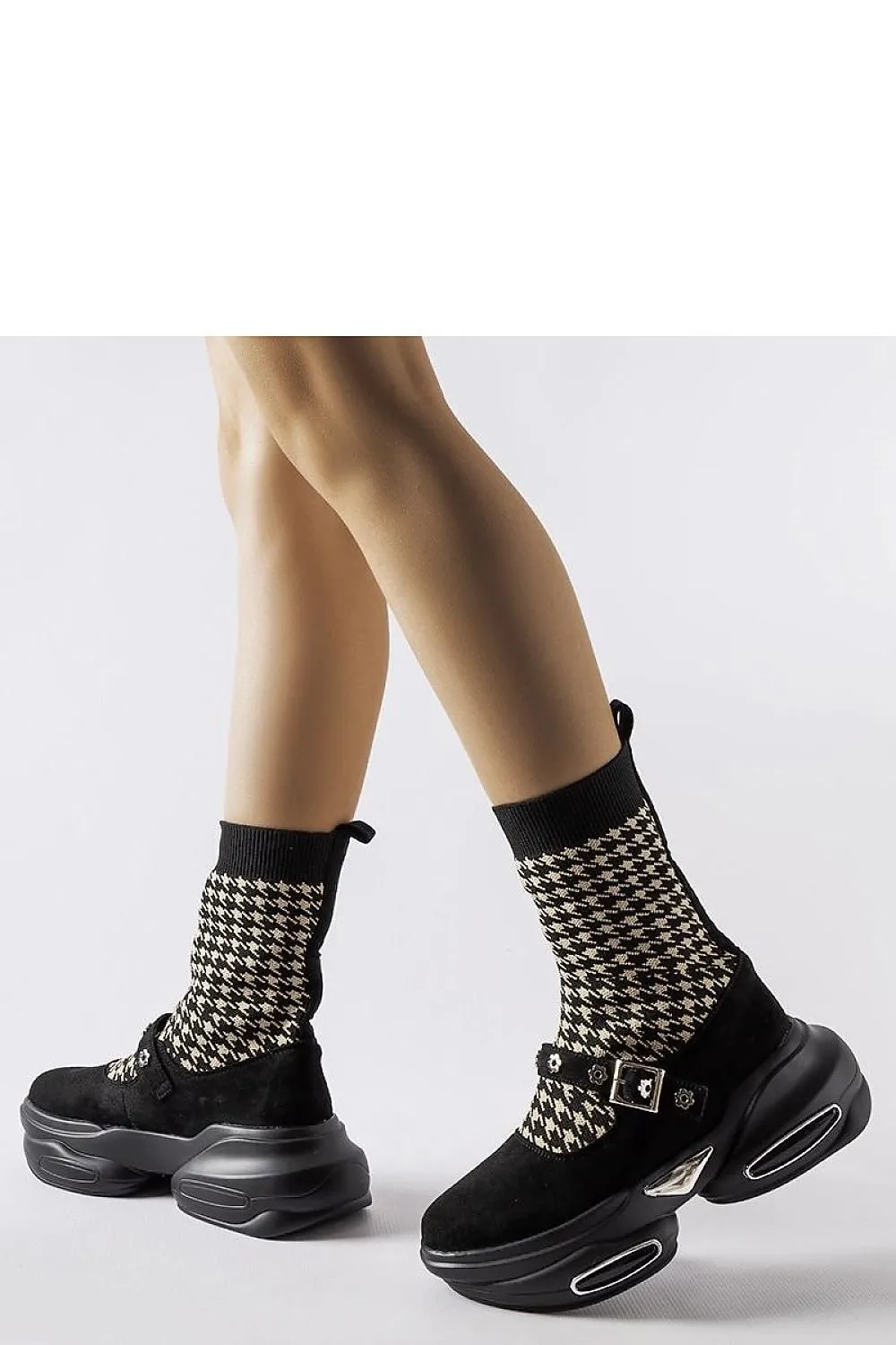 Beige boots with sock upper