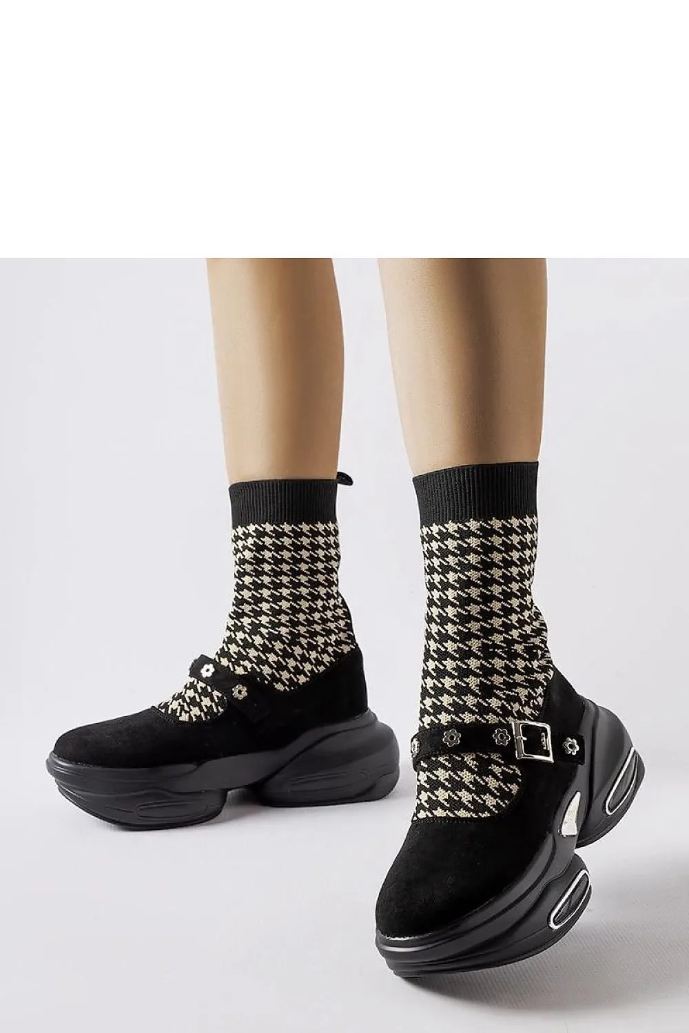 Beige boots with sock upper