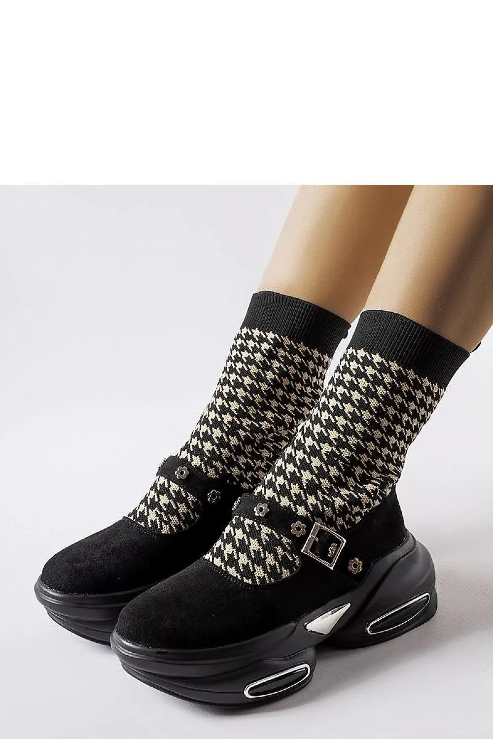 Beige boots with sock upper