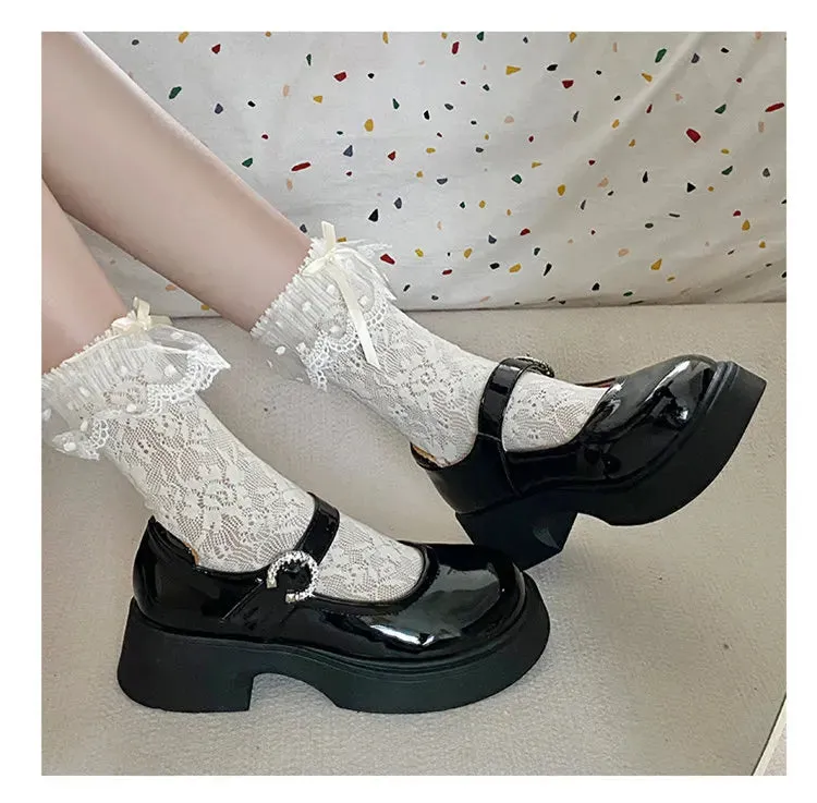 binfenxie Black Retro British Style Small Leather Shoes Women Super High Heels Loafers Woman College Jk Uniform Shoes Mary Janes Shoes