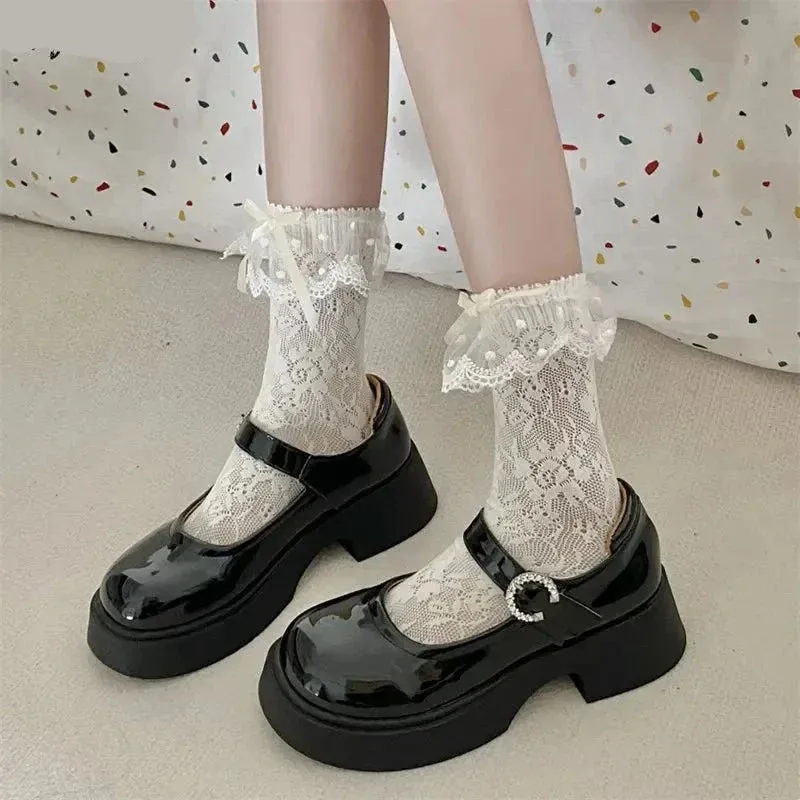 binfenxie Black Retro British Style Small Leather Shoes Women Super High Heels Loafers Woman College Jk Uniform Shoes Mary Janes Shoes