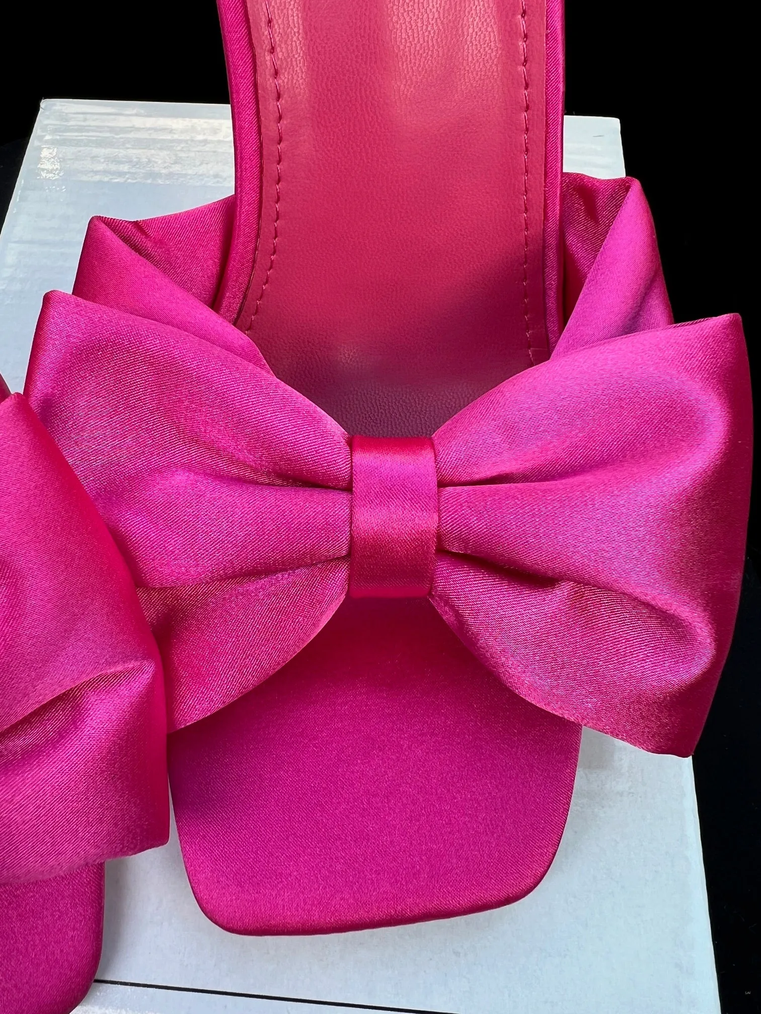 Cayla Bow Satin High Heels in Hot Pink