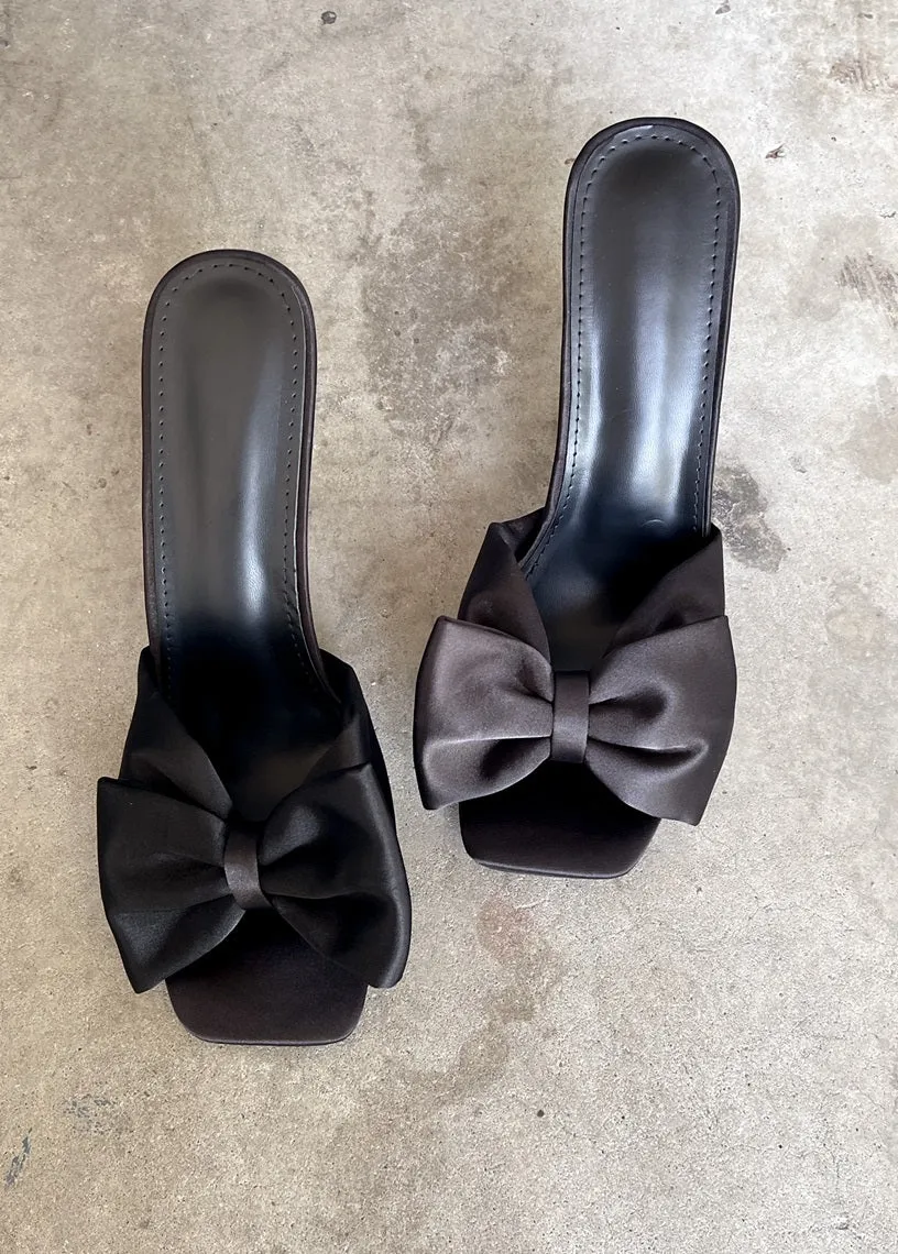Cayla Bow Satin High Heels in Hot Pink
