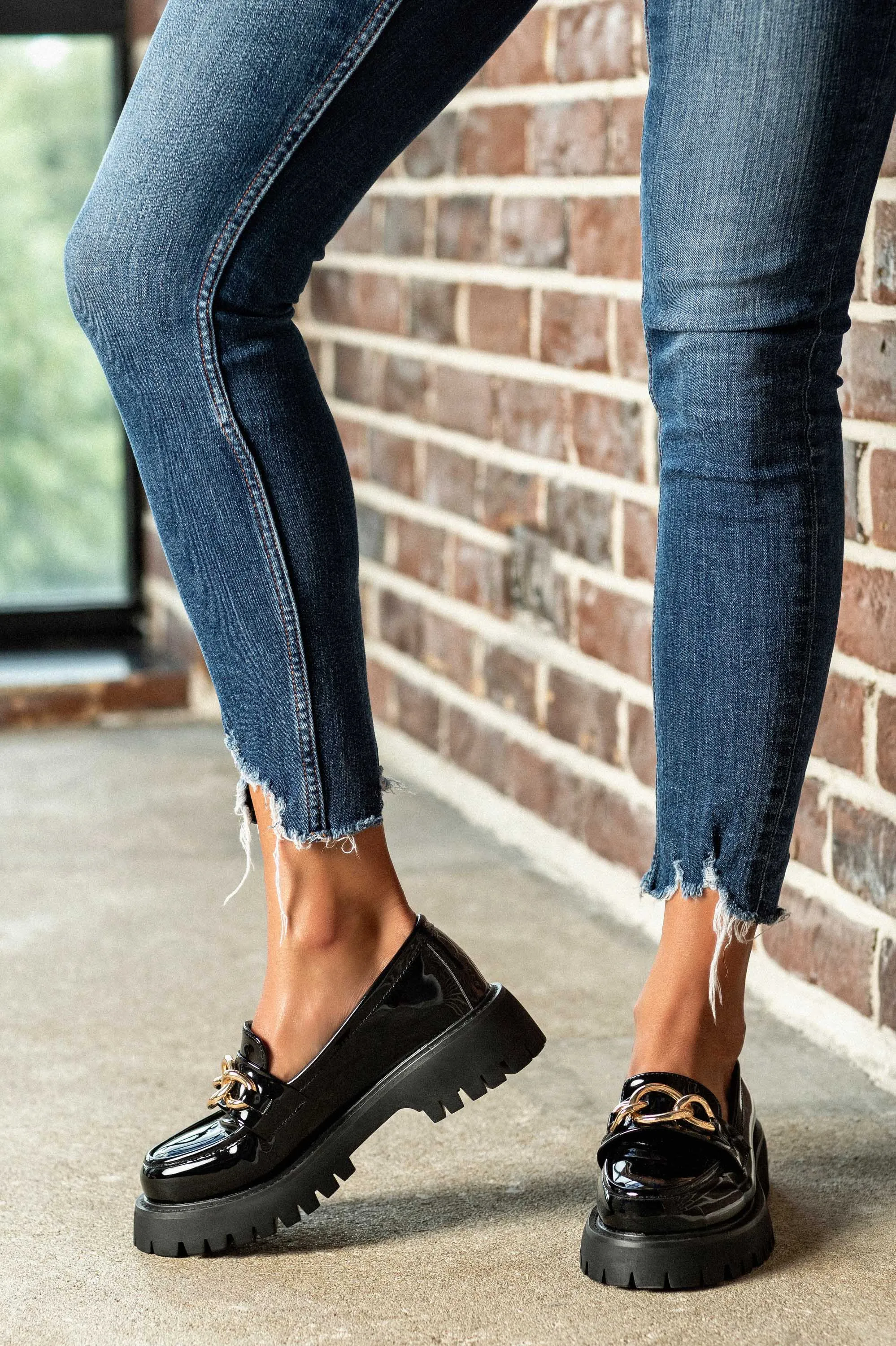 Chunky sole loafers with chain