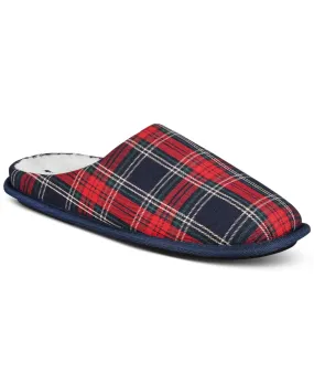Club Room Mens Jake Plaid Slippers Red Blue Small 6 to 7