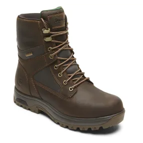 Dunham Men's 8000Works Waterproof 8-Inch Plain Toe Boot Brown Leather