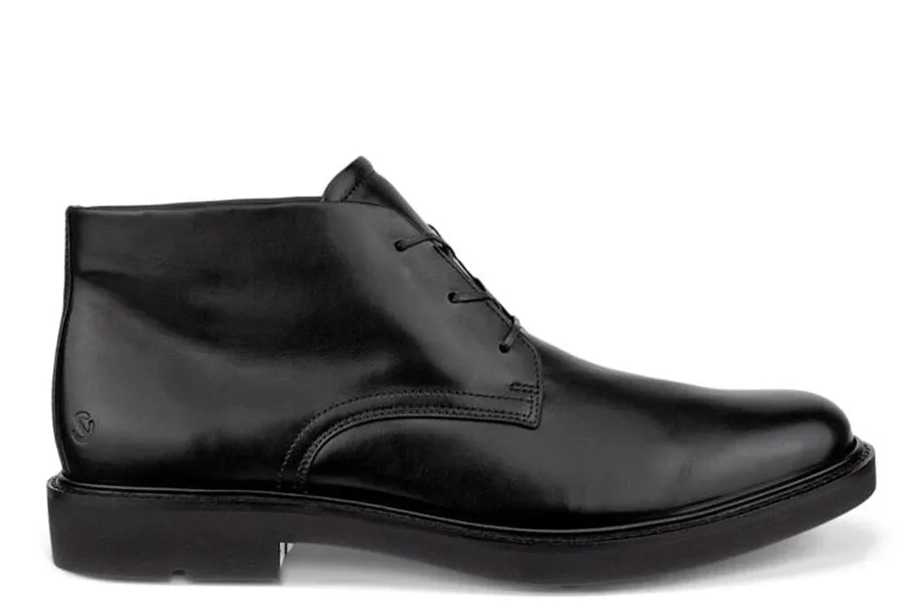 ECCO Metropole London Black Leather Mens Lace Up Boot