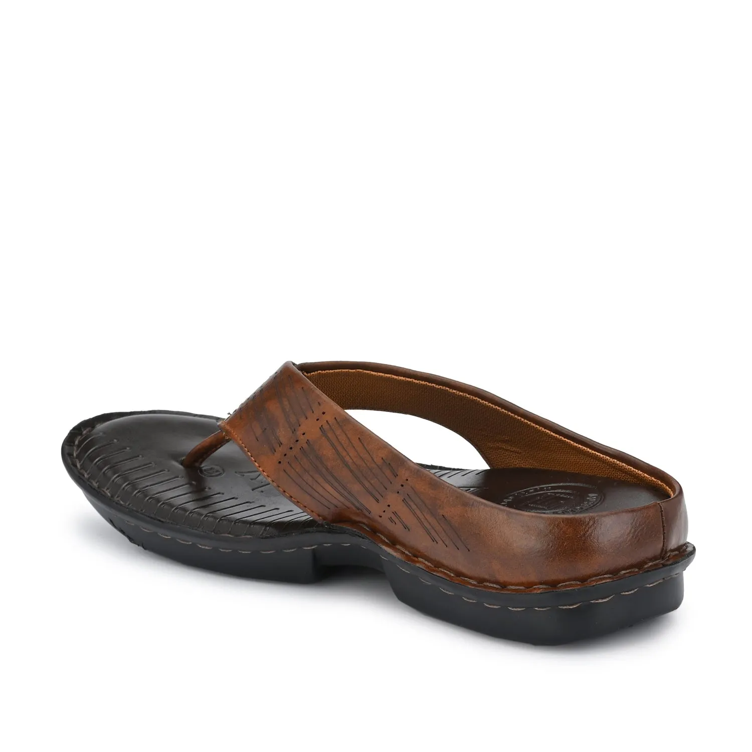 Eego Italy Men's Comfort Thong Slippers KM-3-BROWN