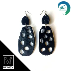 Empty Leathered Lotus Flats Clay Earrings