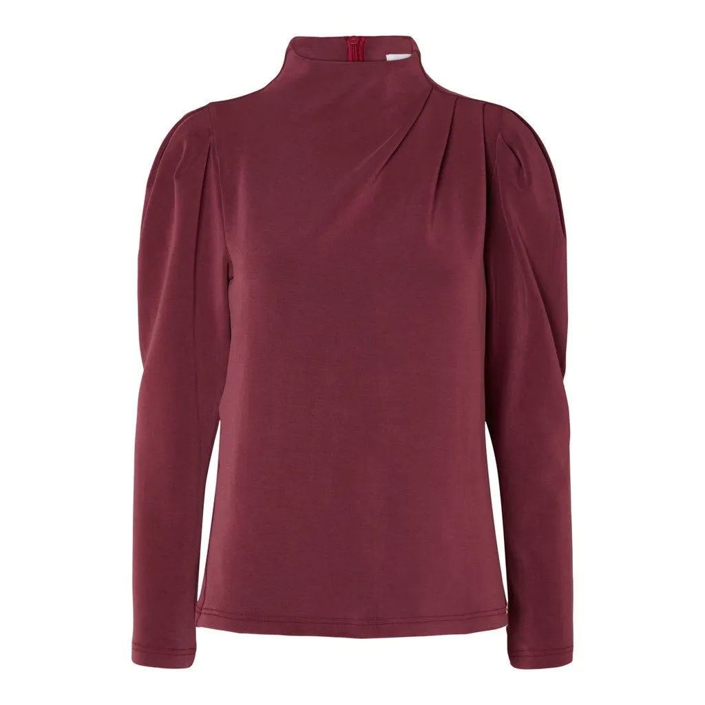 Fenja Ls T-Neck Top - Windsor Wine