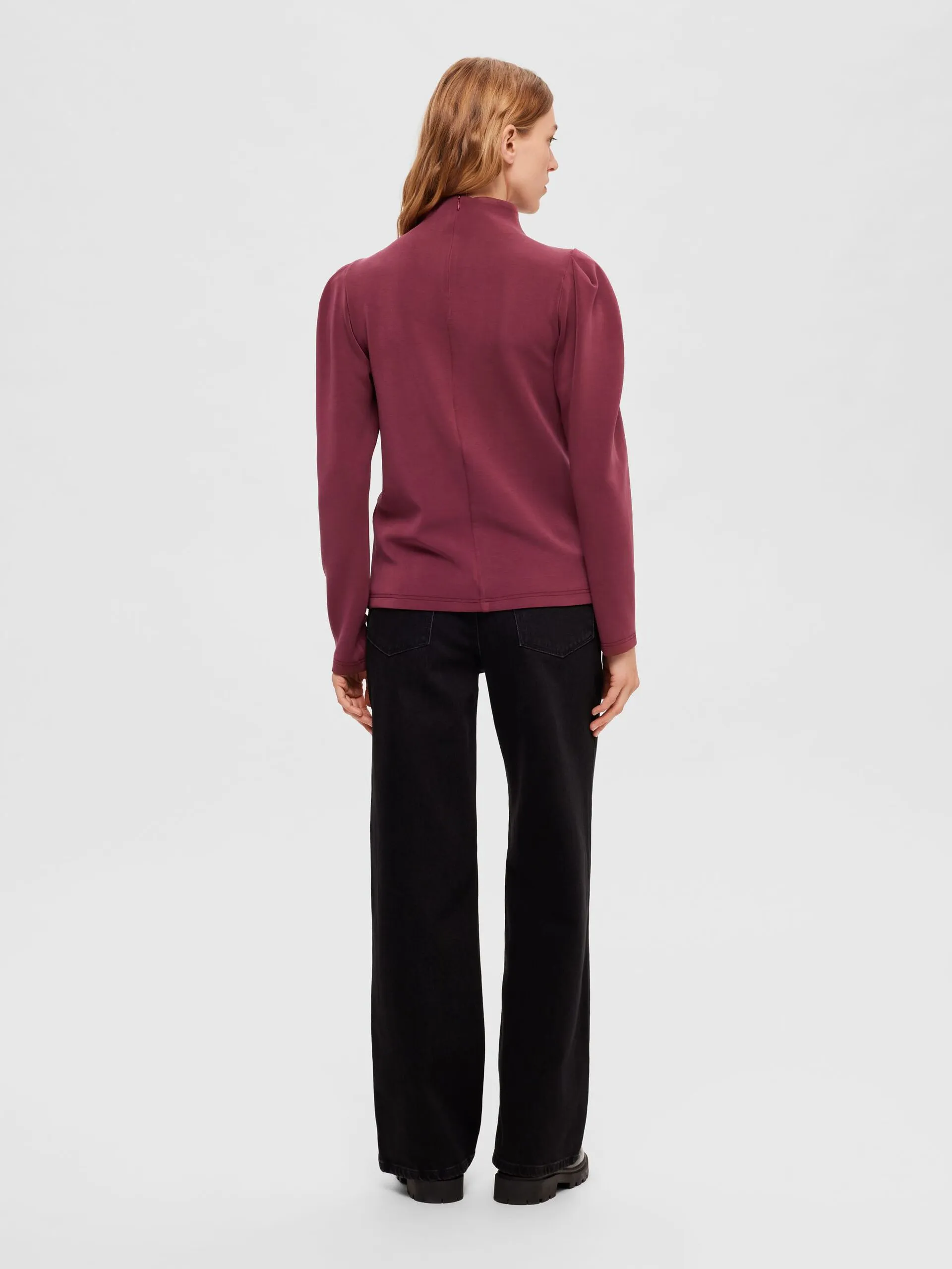 Fenja Ls T-Neck Top - Windsor Wine