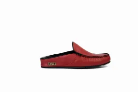 FOOT FEDERATION MOC-TOE WOMEN'S LEATHER SLIPPER U.S FLAG RED