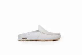 FOOT FEDERATION MOC-TOE WOMEN'S LEATHER SLIPPER WHITE