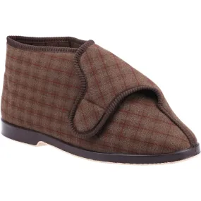 GBS Men's Keswick Touch Fastening Bootee - Wide Fit Warm Lined Slippers with Easy Velcro Closure - Anti-Slip Sole Ideal for Indoor & Outdoor Use