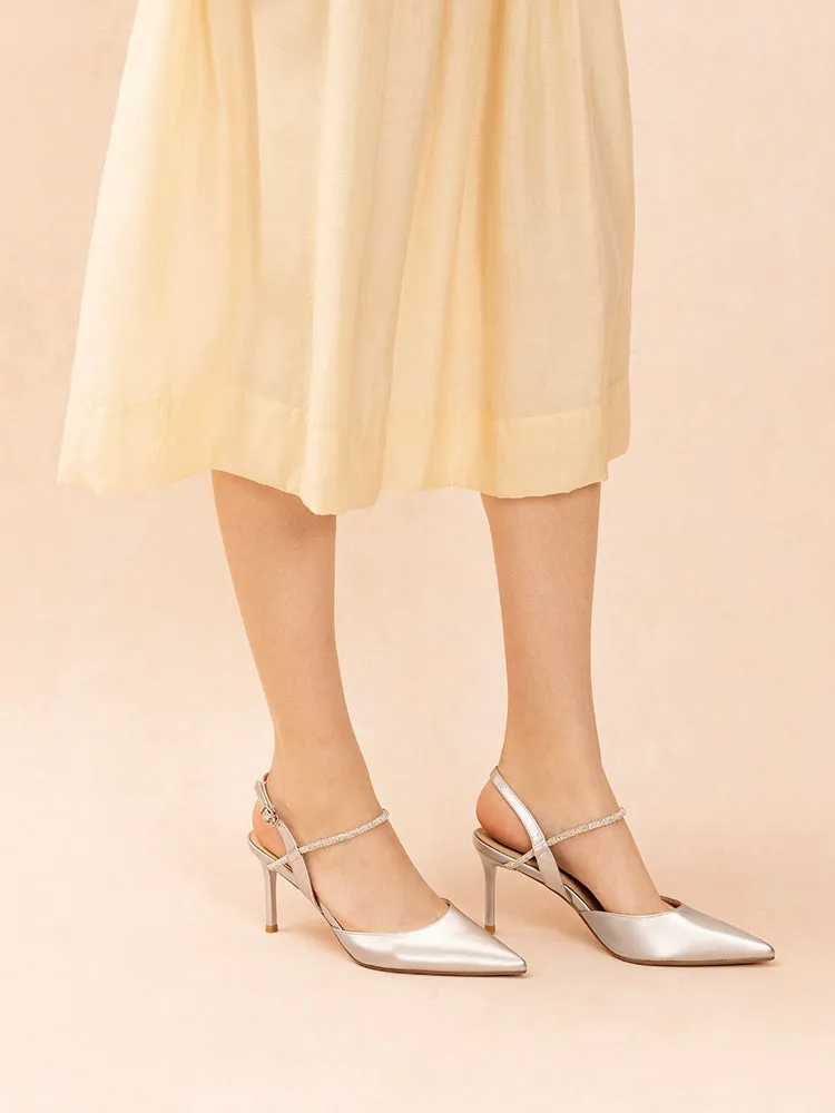Khloe Satin Pointed-Toe High Heels