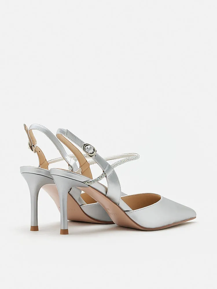 Khloe Satin Pointed-Toe High Heels