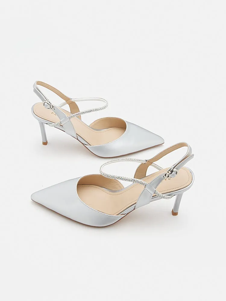 Khloe Satin Pointed-Toe High Heels