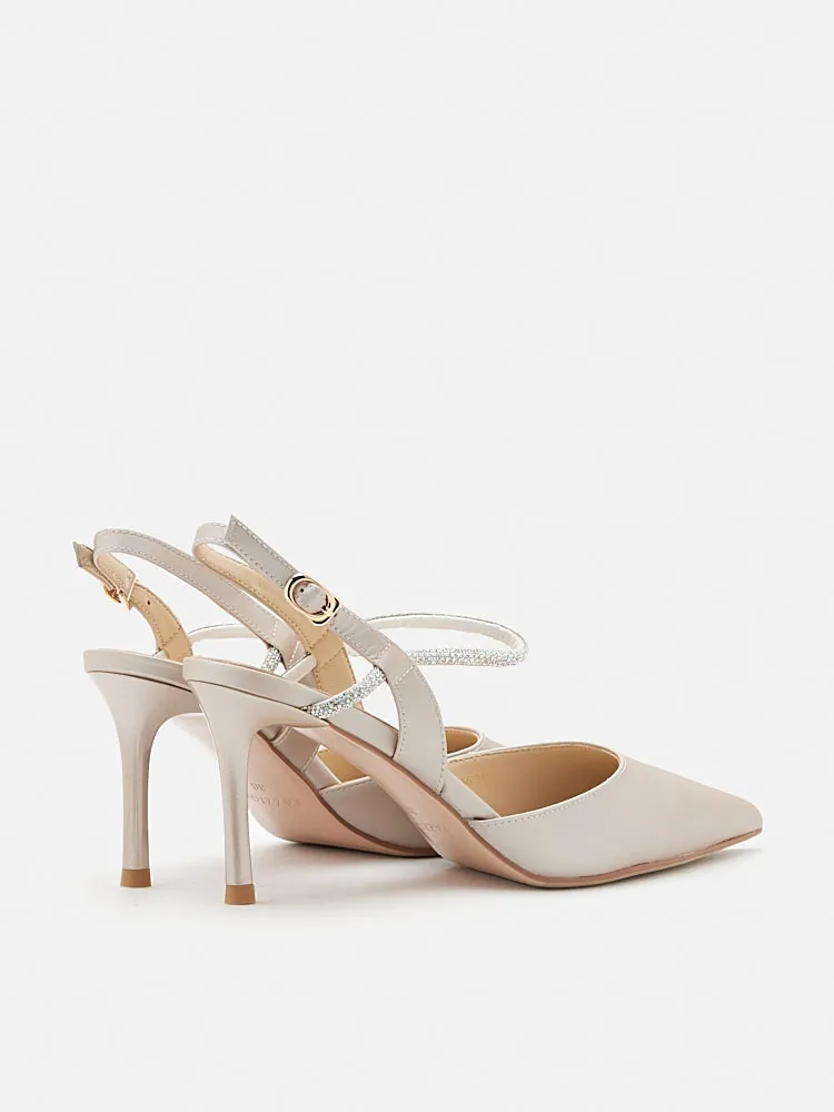 Khloe Satin Pointed-Toe High Heels