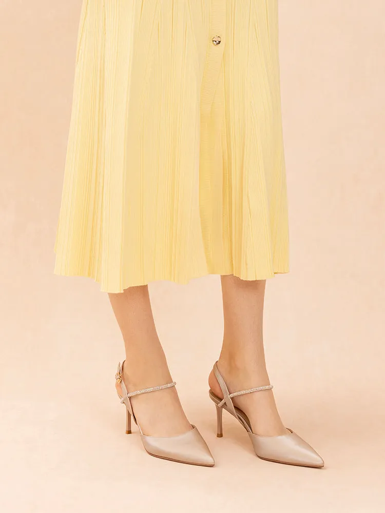 Khloe Satin Pointed-Toe High Heels