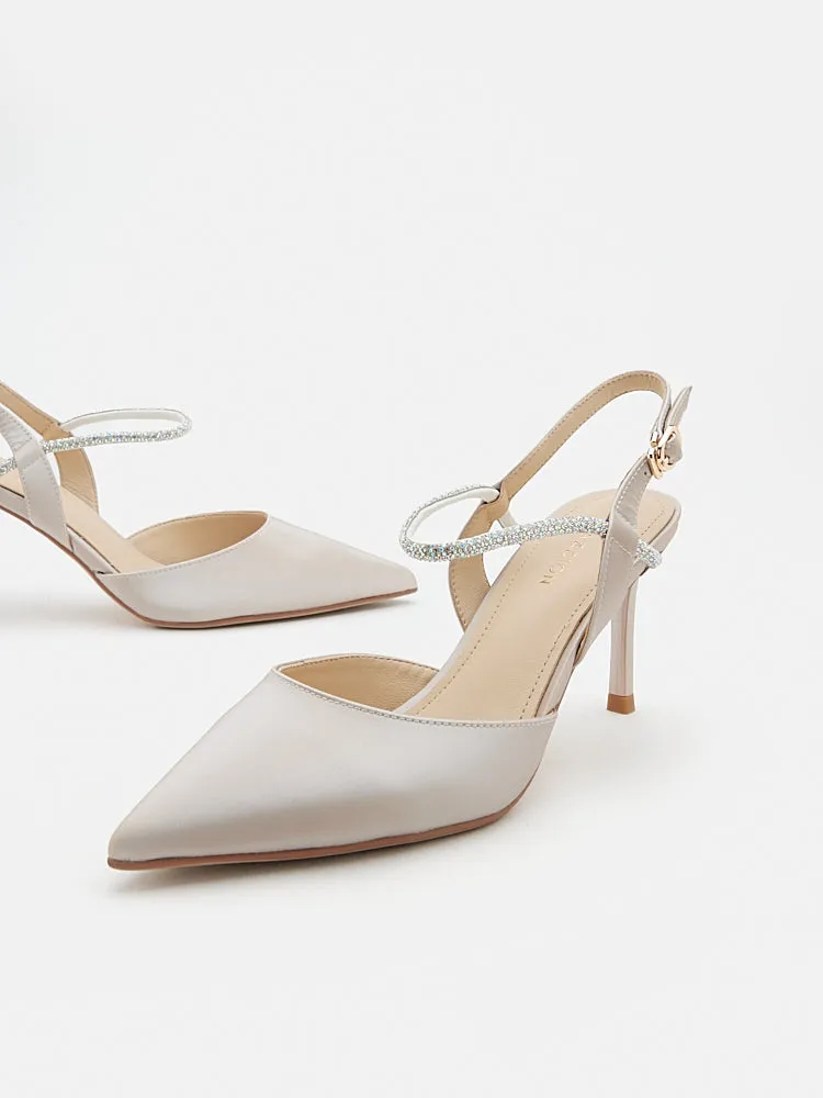 Khloe Satin Pointed-Toe High Heels