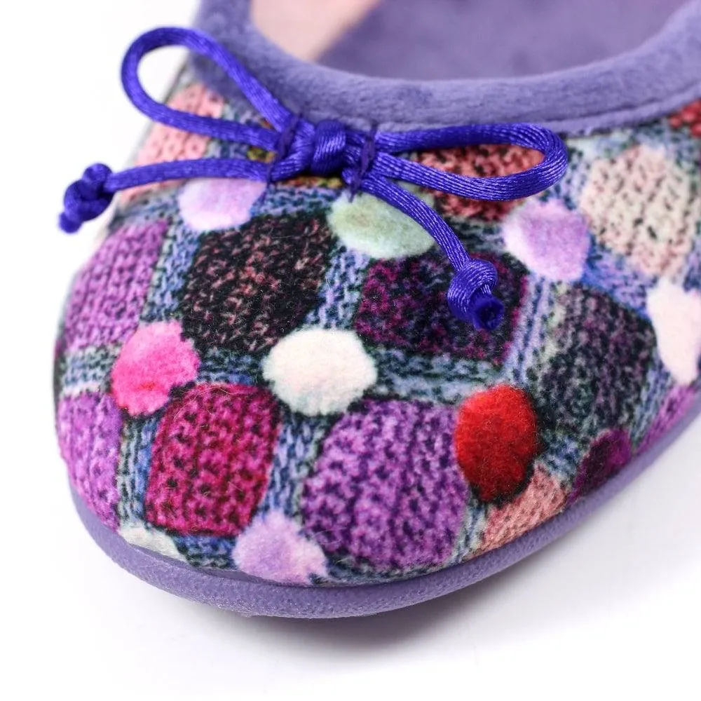 Lunar KLA095 Magic Ladies Spanish Purple Textile Slip On Slippers