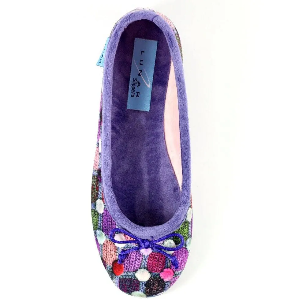 Lunar KLA095 Magic Ladies Spanish Purple Textile Slip On Slippers
