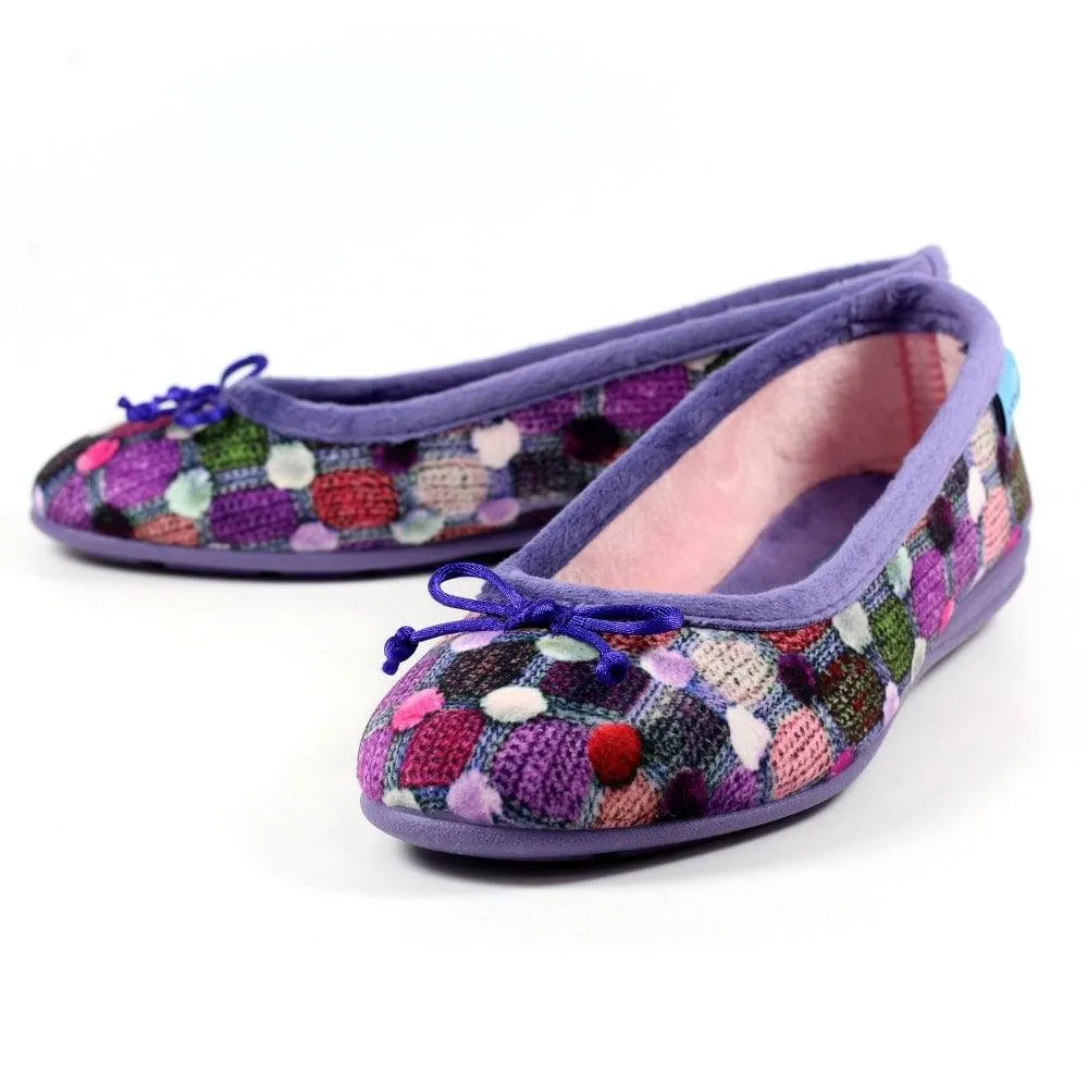 Lunar KLA095 Magic Ladies Spanish Purple Textile Slip On Slippers