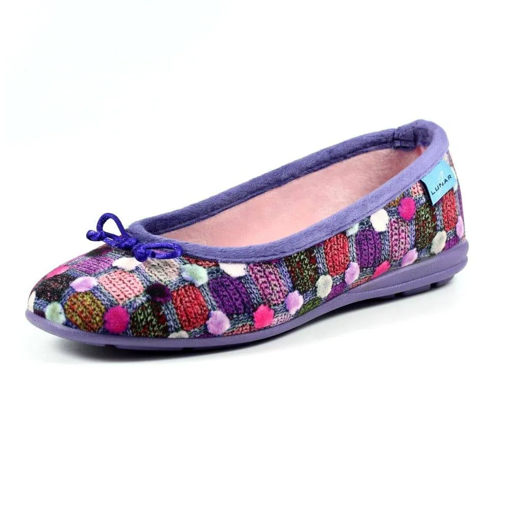 Lunar KLA095 Magic Ladies Spanish Purple Textile Slip On Slippers