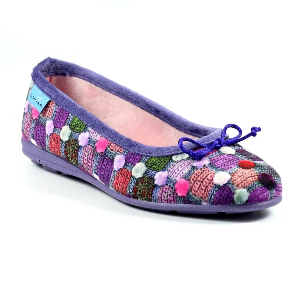 Lunar KLA095 Magic Ladies Spanish Purple Textile Slip On Slippers