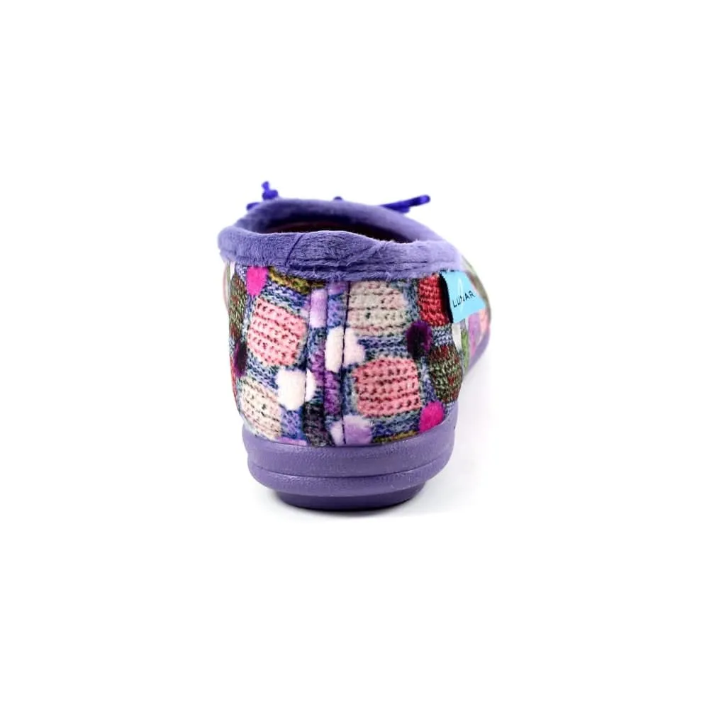Lunar KLA095 Magic Ladies Spanish Purple Textile Slip On Slippers