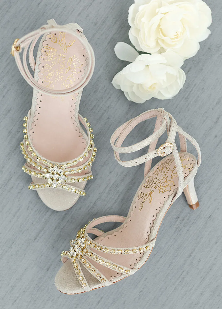 Maelyn Leather Heel in Gold