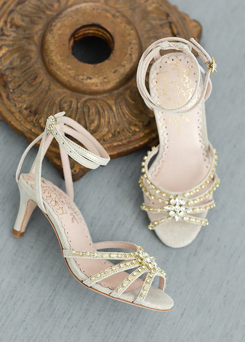 Maelyn Leather Heel in Gold