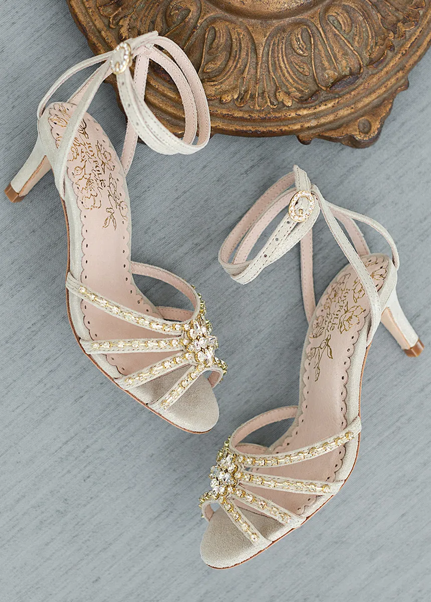 Maelyn Leather Heel in Gold