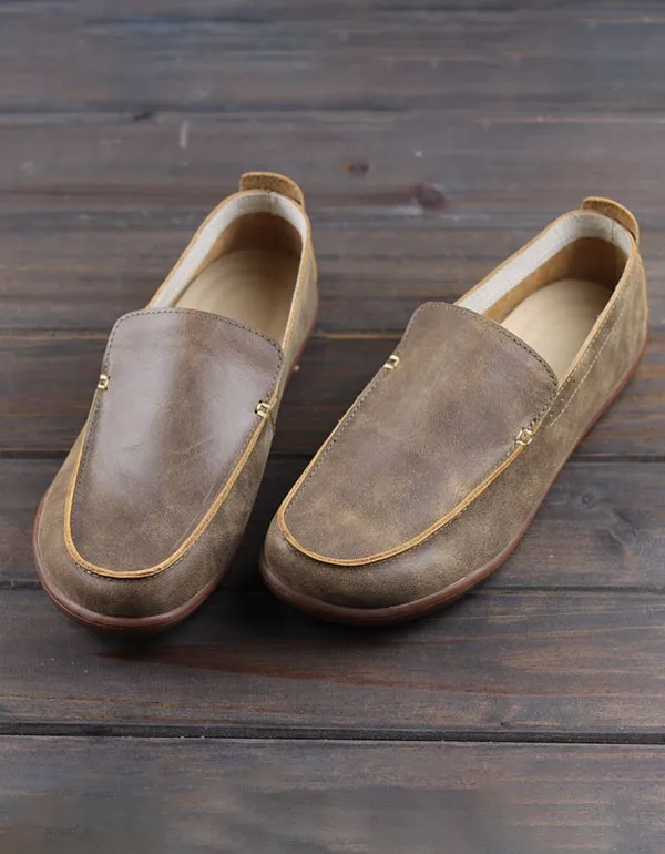 Men's Cowhide Handmade Retro Leather Loafers