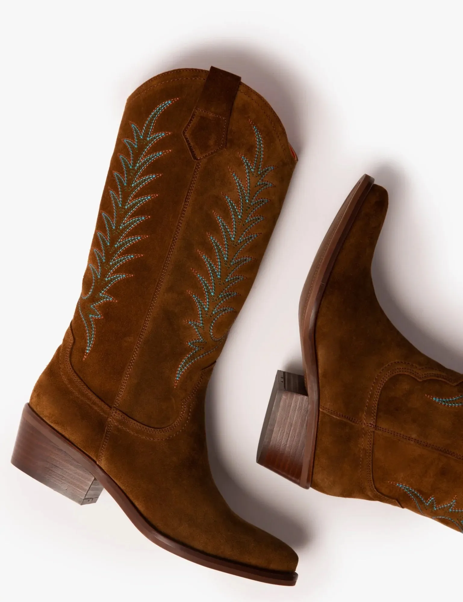 PENELOPE CHILVERS Goldie Embroidered Cowboy Boots - Ladies Suede - Peat