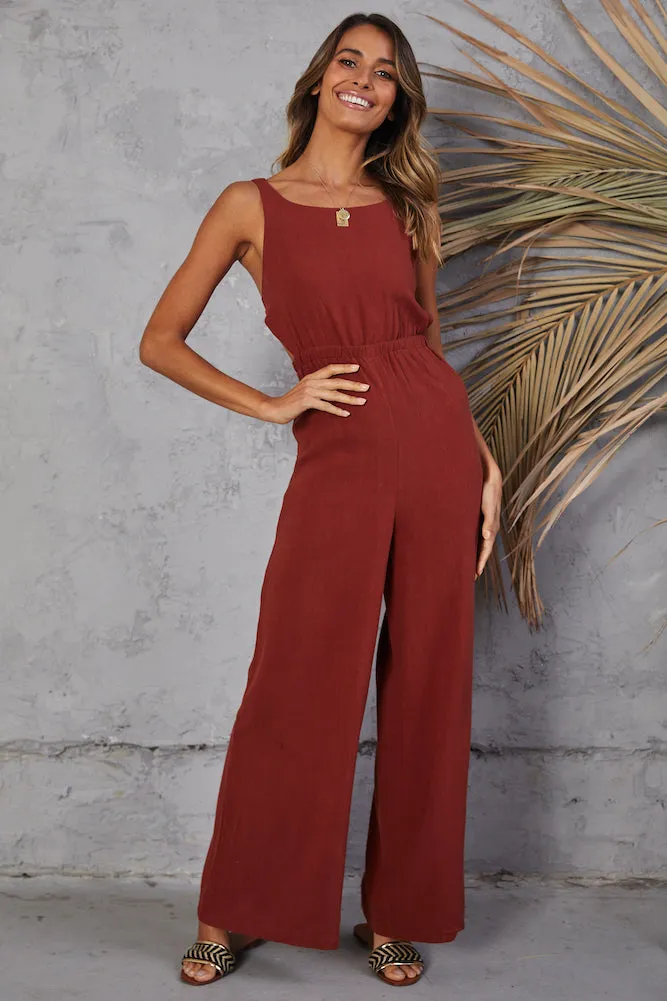 Play This Game Jumpsuit Wine