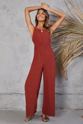 Play This Game Jumpsuit Wine