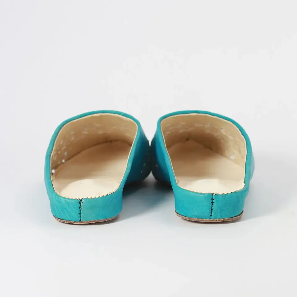 Pointed Leather engraving babouche slipper