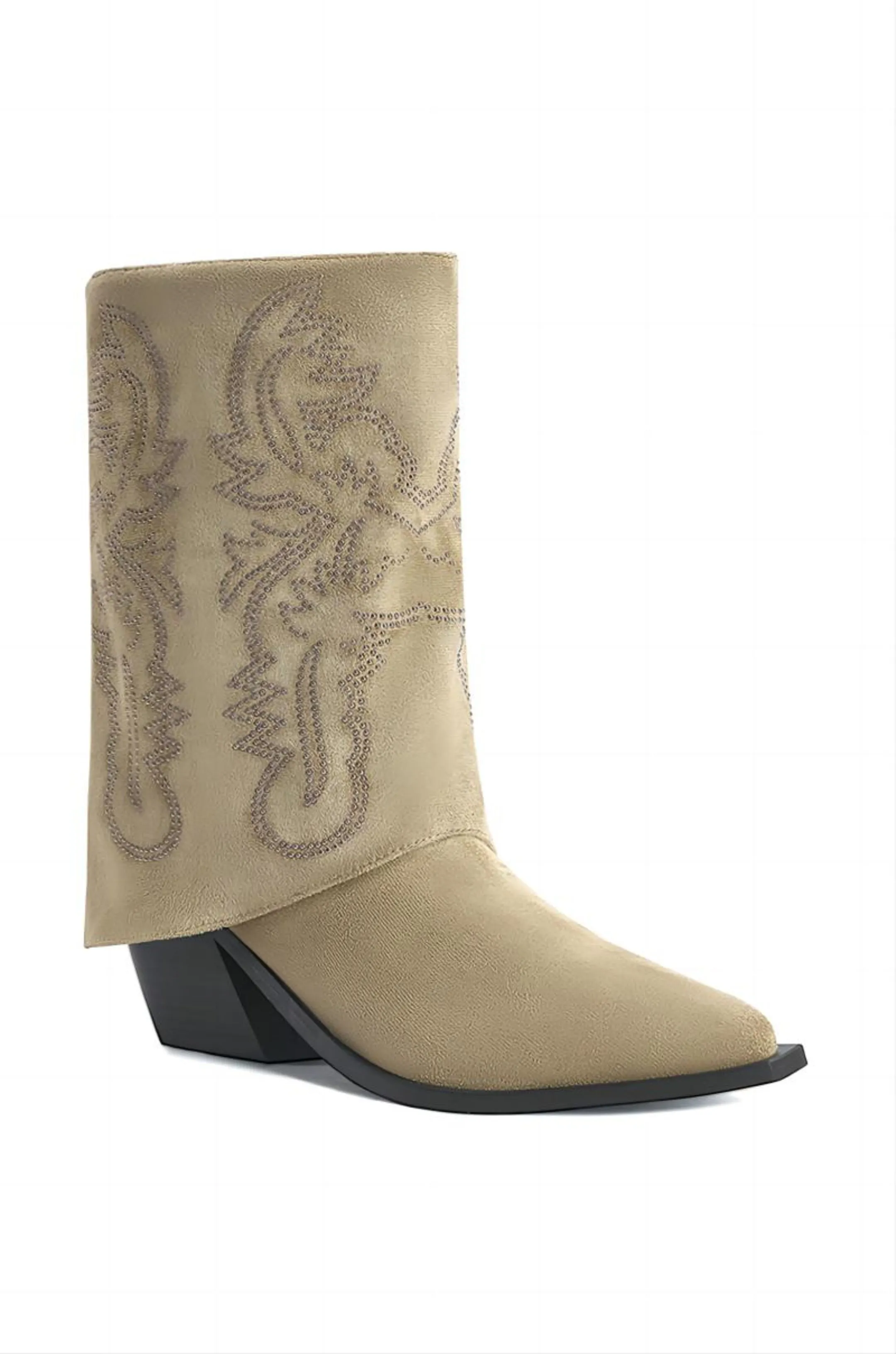 PORTABELLA-TAN FAUX SUEDE WESTERN BOOTIE