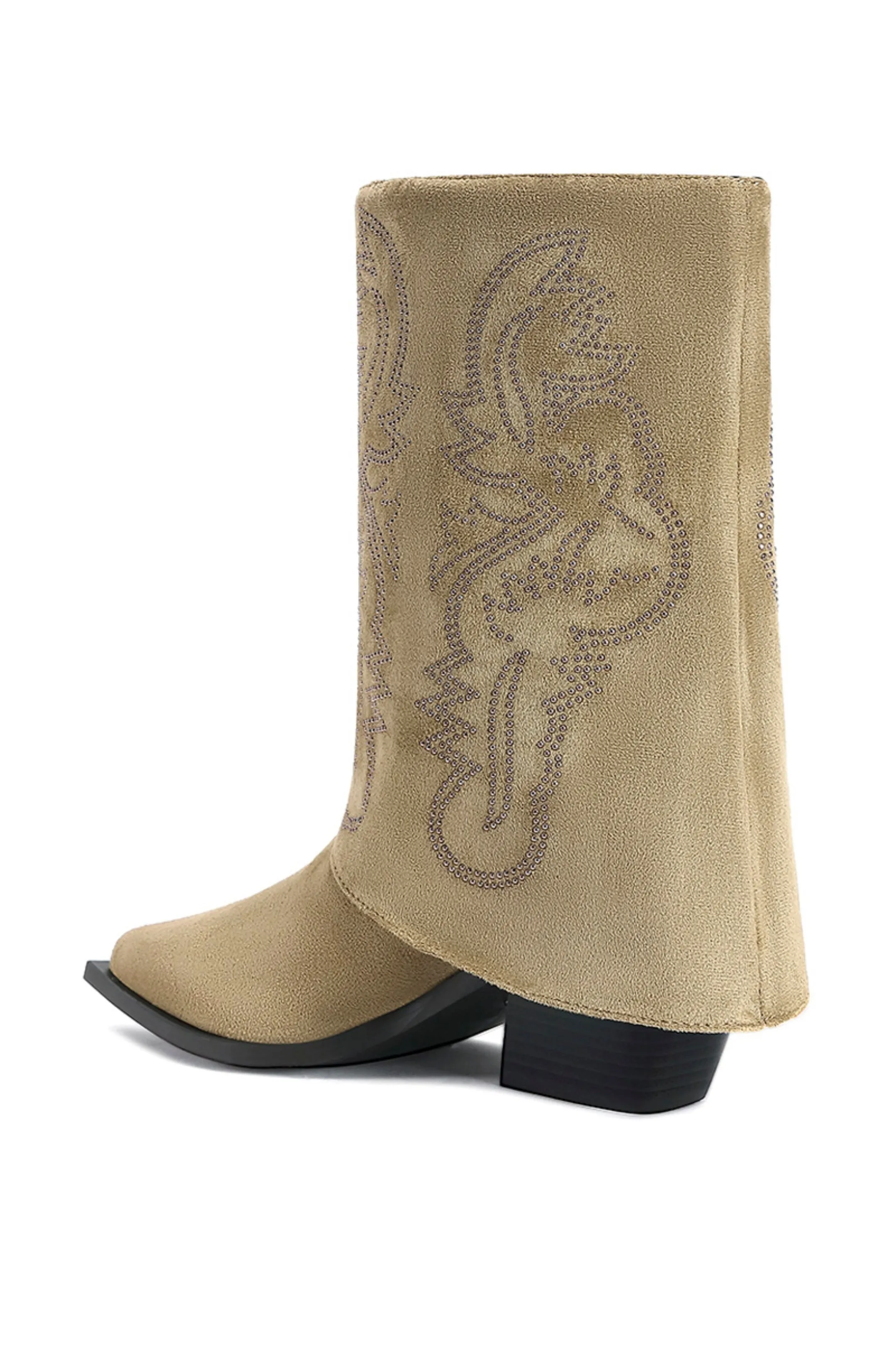 PORTABELLA-TAN FAUX SUEDE WESTERN BOOTIE
