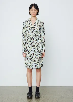 Printed Crepe Wrap Dress