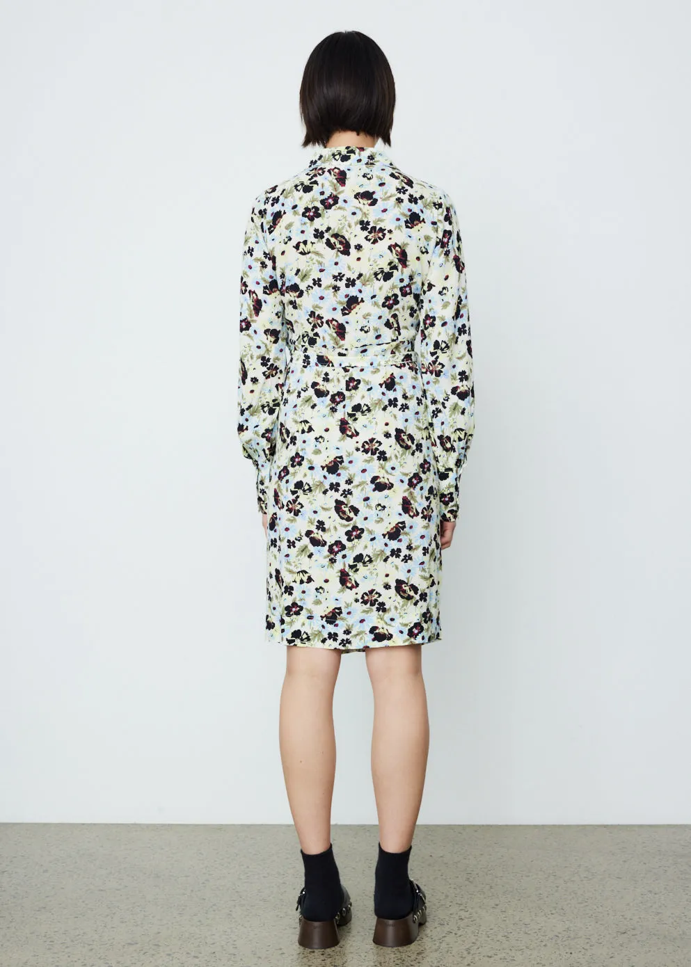 Printed Crepe Wrap Dress