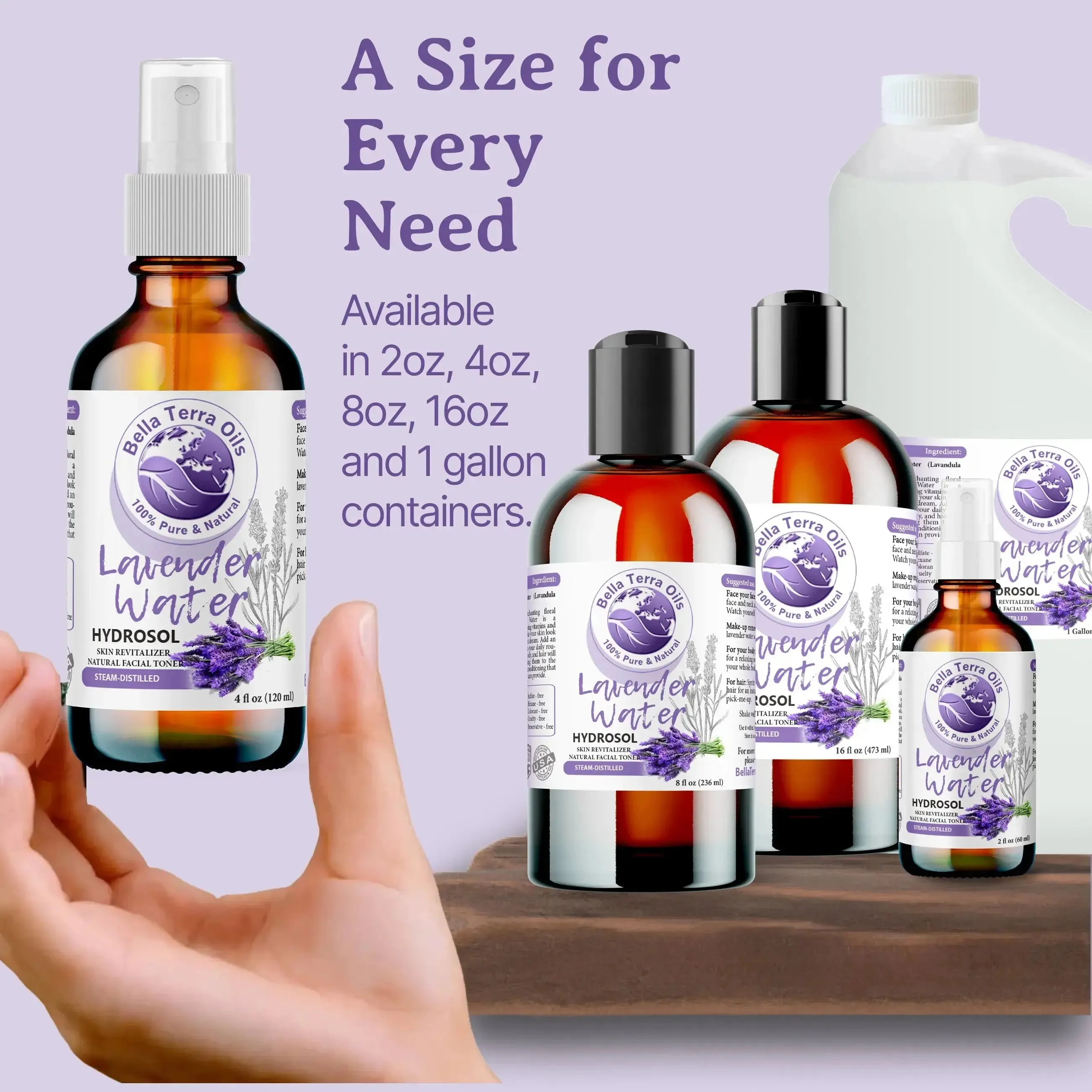 Pure Lavender Water - 2oz | Soothing Floral Hydrosol for Skin & Relaxation