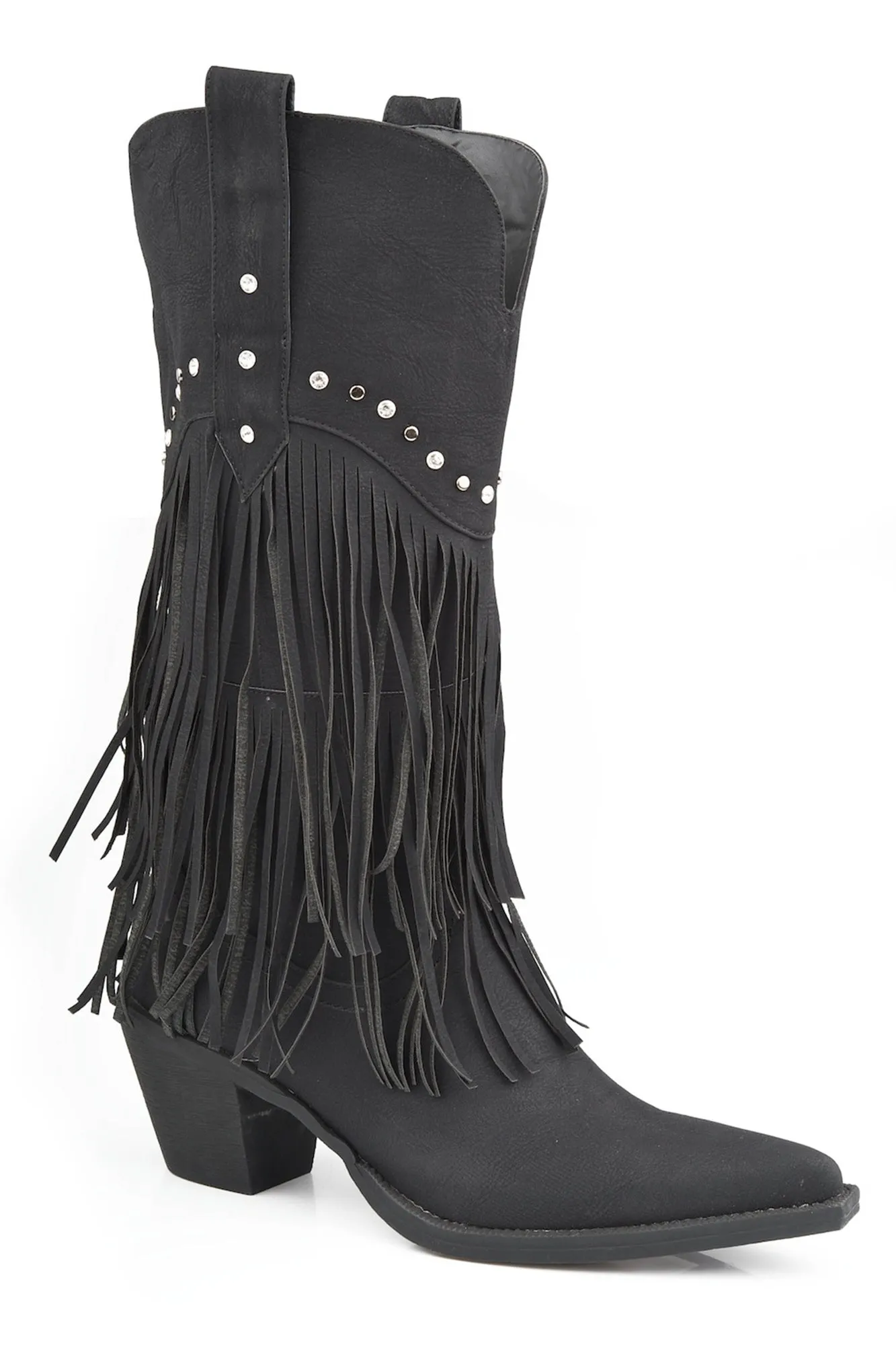 Roper Womens Oakley Black Faux Leather Cowboy Boots