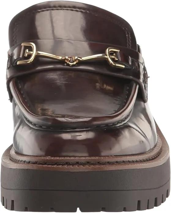 Sam Edelman Lennon Chestnut Leather Rounded Toe Hardware Detailed Slip On Mules