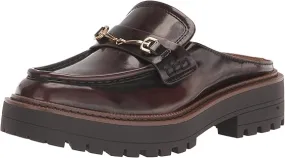 Sam Edelman Lennon Chestnut Leather Rounded Toe Hardware Detailed Slip On Mules