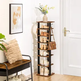 Shoe Rack, Vertical Shoe Rack, 8 Tier Shoe Storage Organizer with Hooks