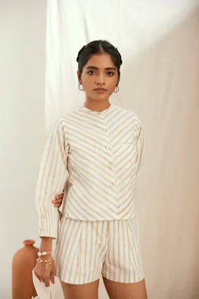 Stripe printed cotton shorts and top